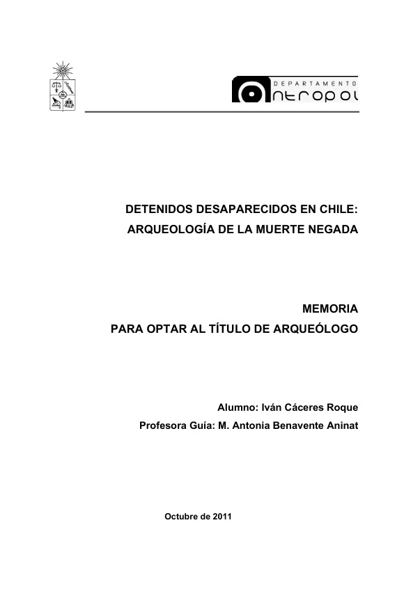 Detenidos Desaparecidos en Chile: Arqueología de la Muerte Negada