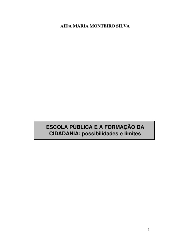Escola pública e a formacao da cidadania: possibilidades e limites