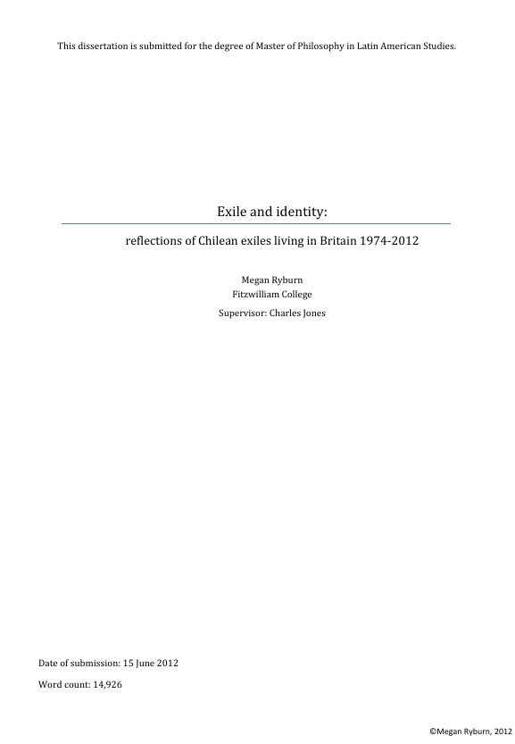Exile and identity: reflections of Chilean exiles living in Britain 1974-2012