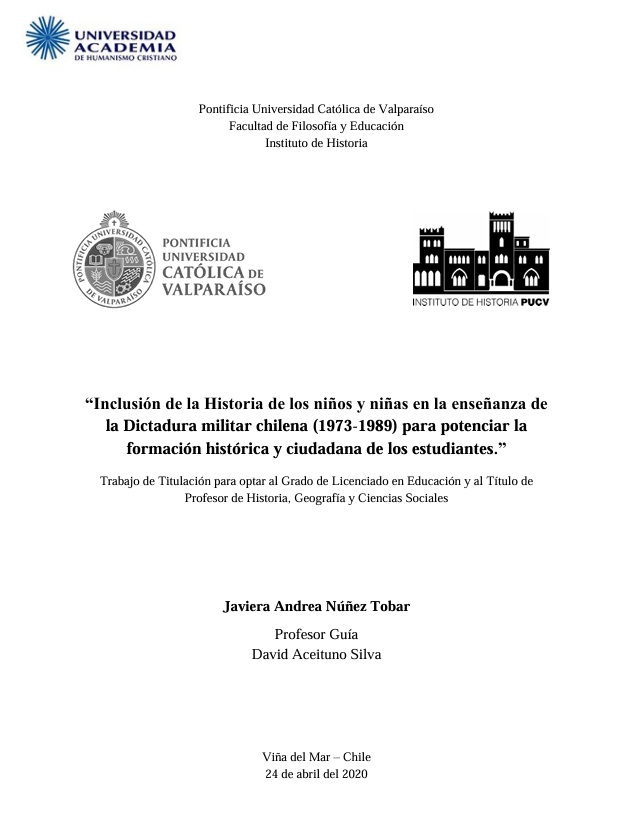 Inclusión de la Historia de los niños y niñas en la enseñanza de la Dictadura militar chilena (1973-1989) para potenciar la formación histórica y ciudadana de los estudiantes.