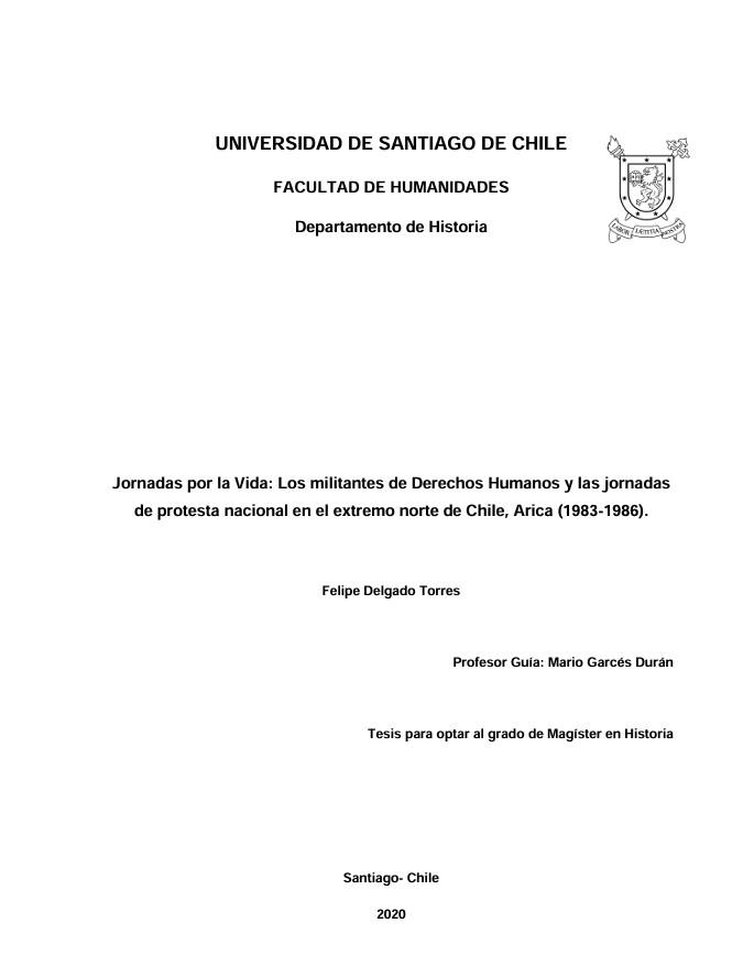 Jornadas por la Vida: Los militantes de Derechos Humanos y las jornadas de protesta nacional en el extremo norte de Chile, Arica (1983-1986).