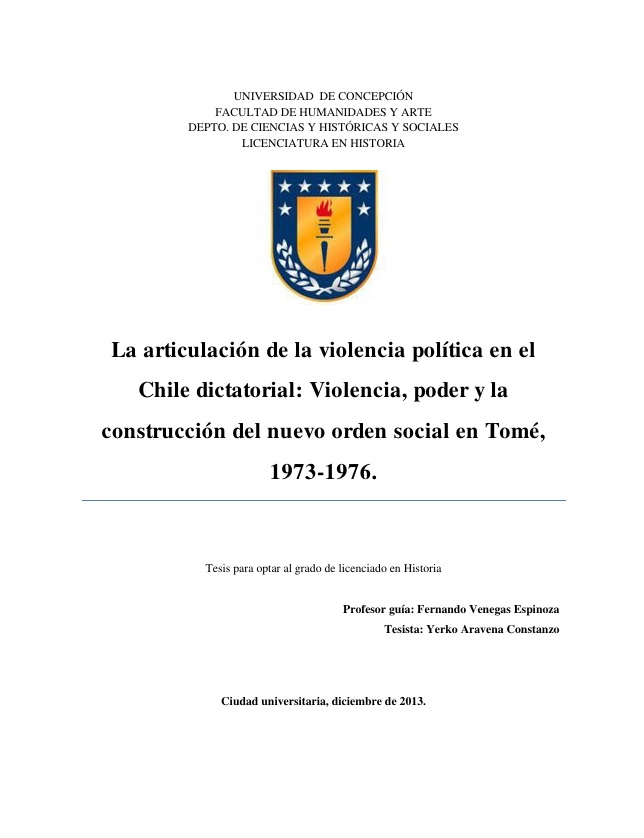 La articulación de la violencia política en el Chile dictatorial: Violencia, poder y la construcción del nuevo orden social en Tomé, 1973-1976. Concepción