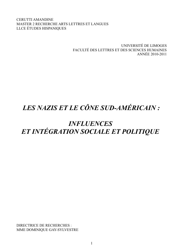 Les nazis et le cône sud-américain