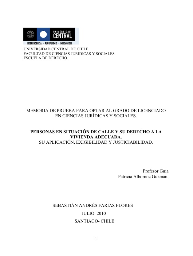Personas en situación de calle y su derecho a la vivienda adecuada. Su aplicación, exigibilidad y justiciabilidad