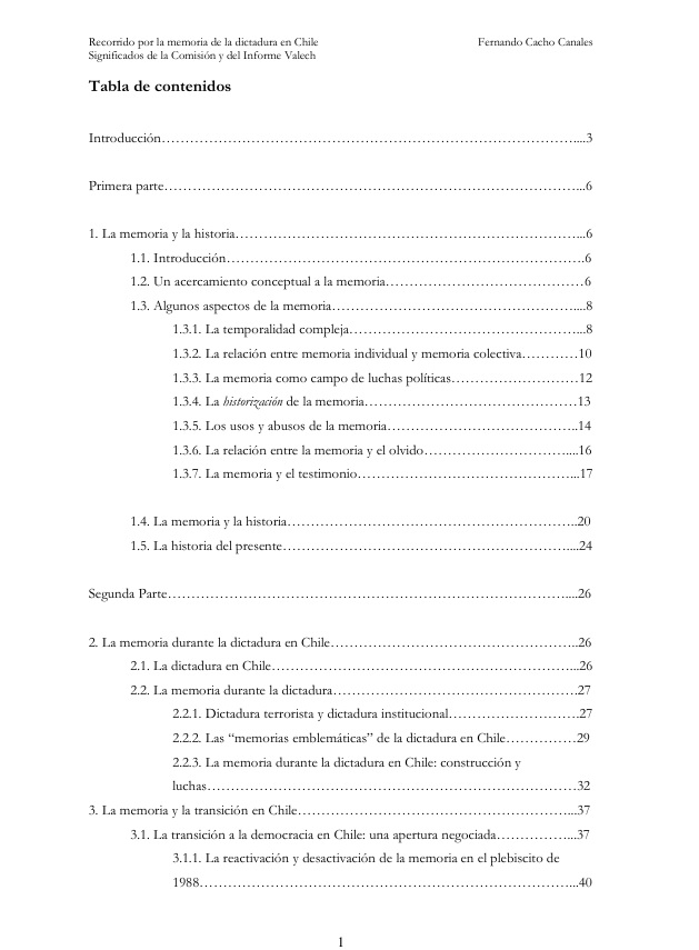 Recorrido por la memoria de la dictadura en Chile. Significados de la Comisión y del lnforme Valech