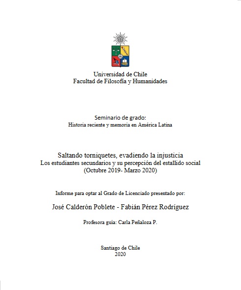 Saltando torniquetes, evadiendo la injusticia Los estudiantes secundarios y su percepción del estallido social (Octubre 2019- Marzo 2020)