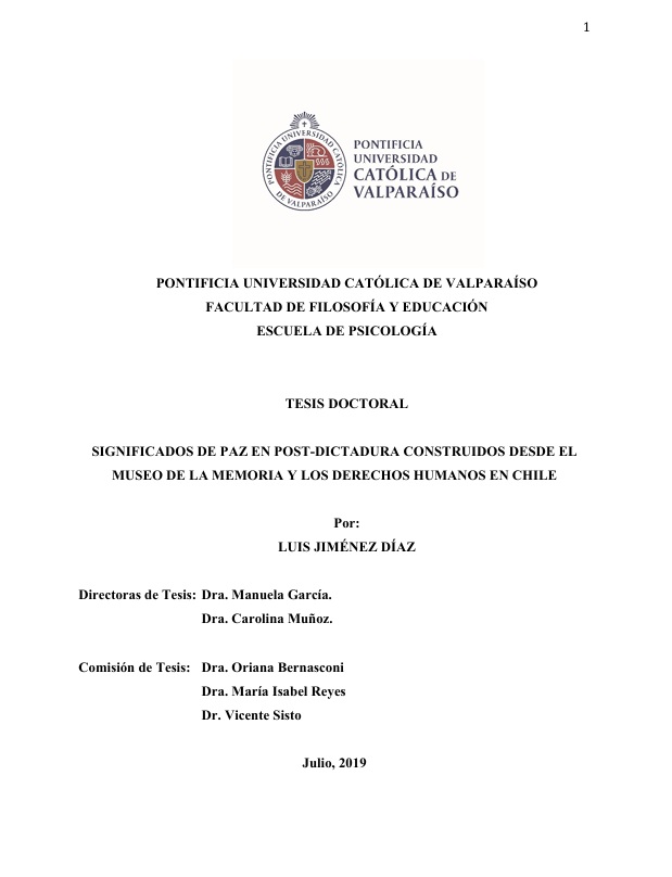 Significados de paz en post-dictadura construidos desde el museo de la memoria y los derechos humanos en Chile.