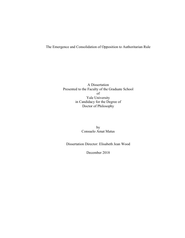 The Emergence and Consolidation of Opposition to Authoritarian Rule