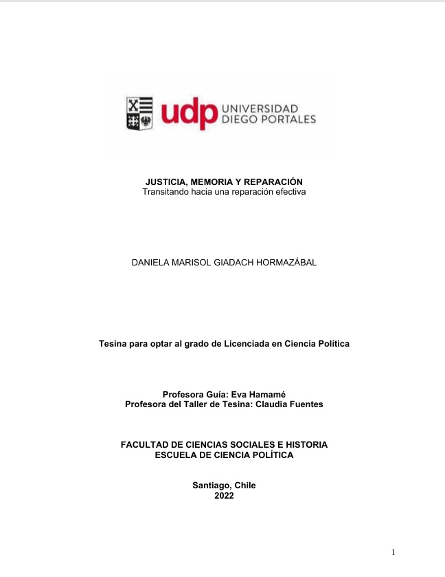 Memoria, justicia, reparación. Transitando hacia una reparación efectiva