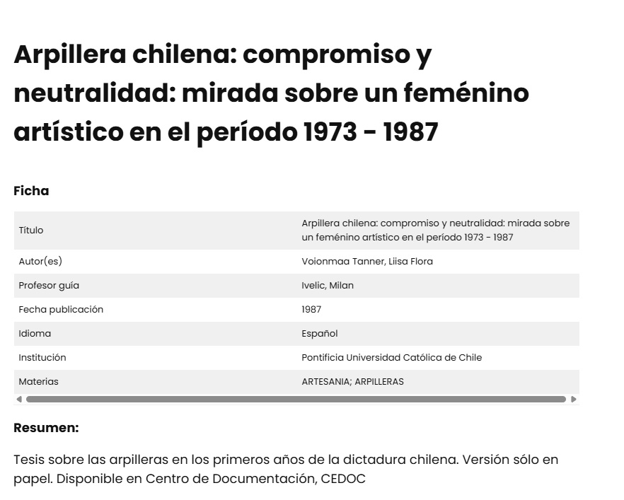 Arpillera chilena: compromiso y neutralidad: mirada sobre un feménino artístico en el período 1973 – 1987