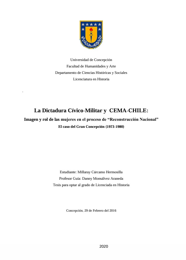 La Dictadura Cívico-Militar y CEMA-CHILE: Imagen y rol de las mujeres en el proceso de “Reconstrucción Nacional” El caso del Gran Concepción (1973-1980)